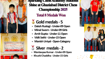 Sparkling Chess Academy Ghaziabad District Championship 2025 medal Winners celebration